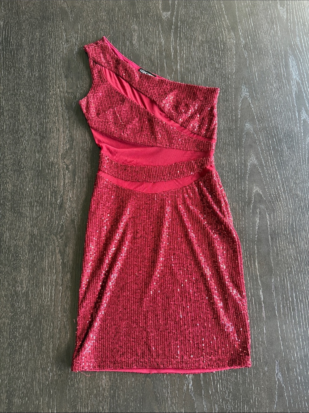 One-Shoulder Sequin Cocktail Dress in Red